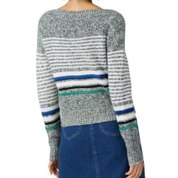 See by Chloé Marled Stripe Wool Blend Sweater Top Women Size XS Knit Boat Neck - Picture 2 of 12